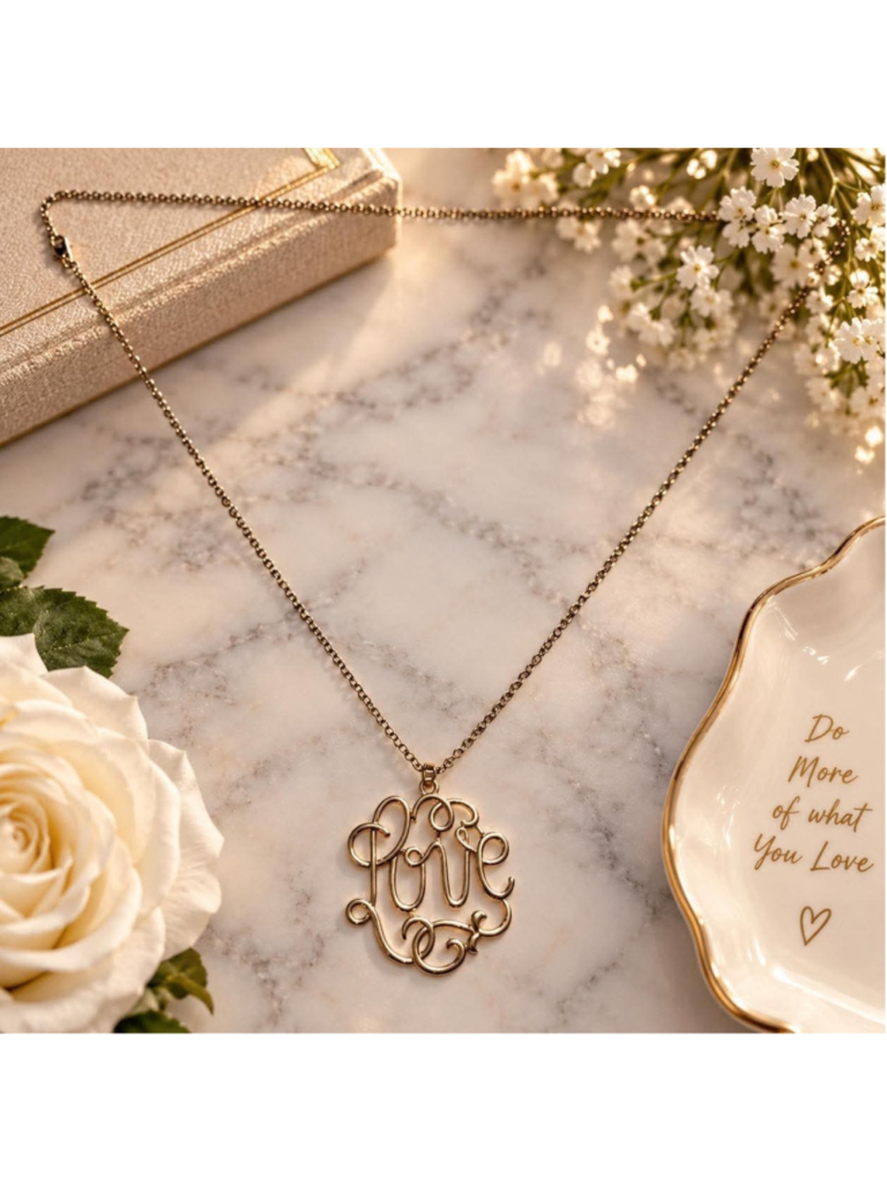 Women's Unbranded Gold Tone Love Script Pendant Necklace